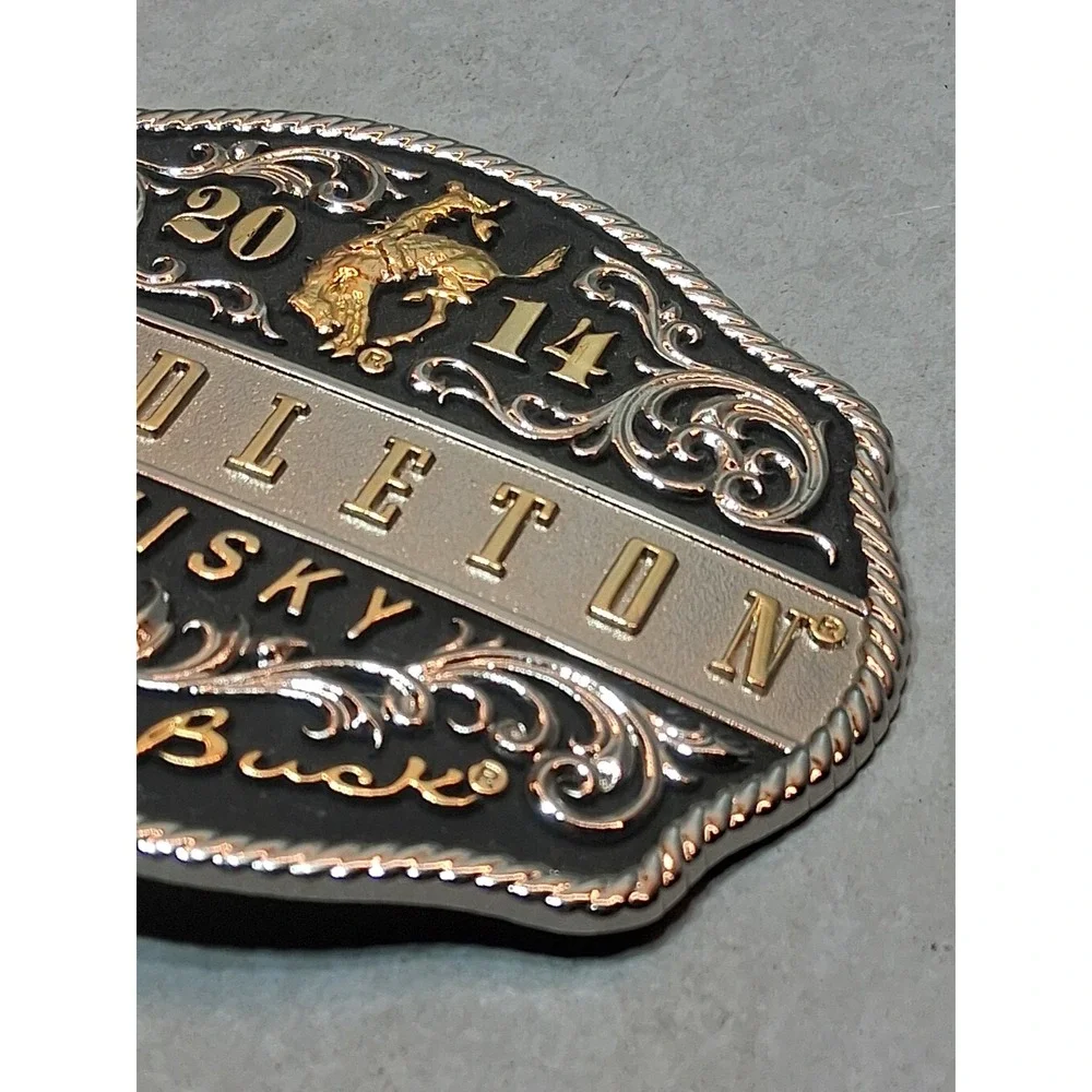 2014 Pendleton Whiskey Let'er Buck Rodeo Cowboy Montana Silversmiths Belt Buckle